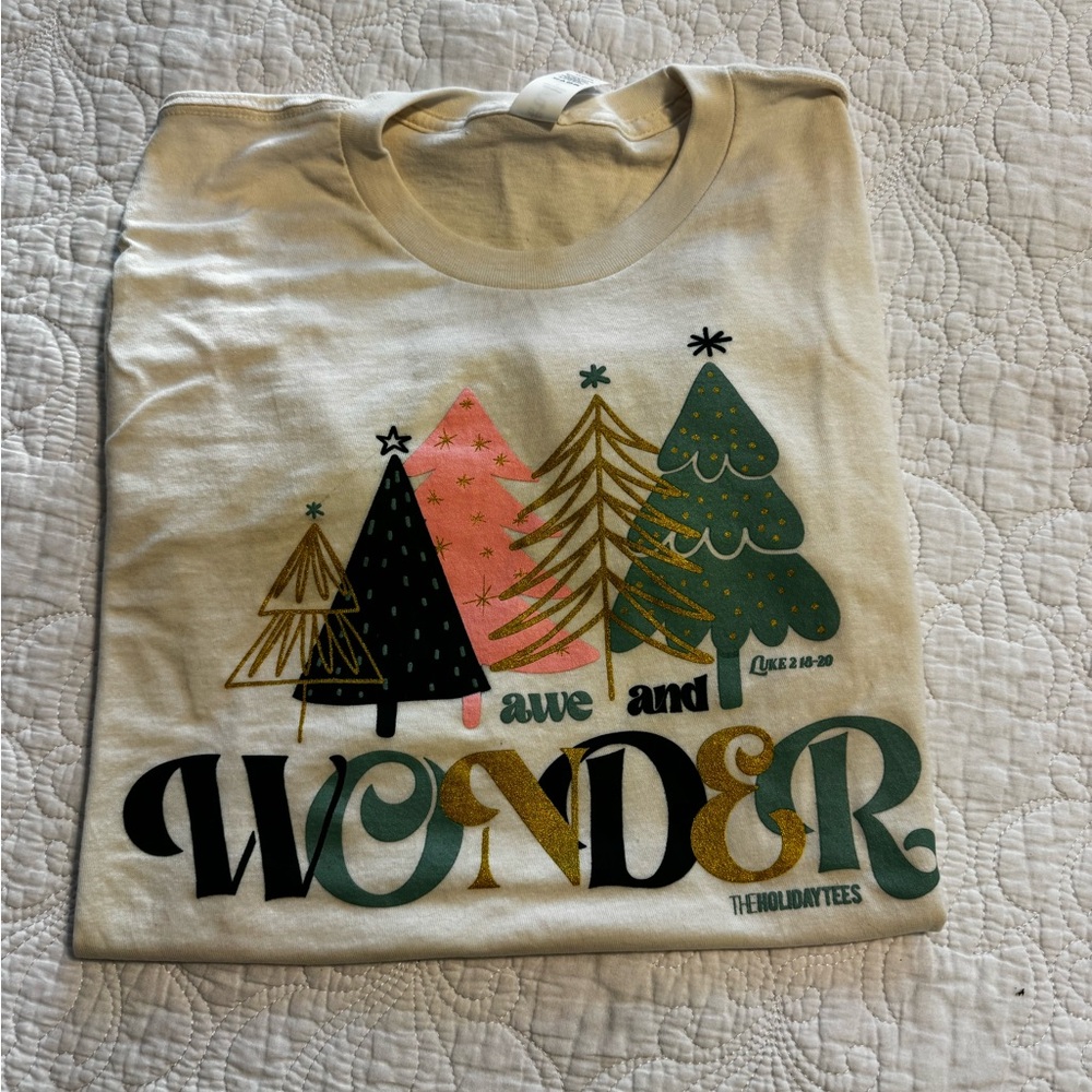 Tultex Cream Kids Short Sleeve Tee with Green, Pink & Black Tree Graphic